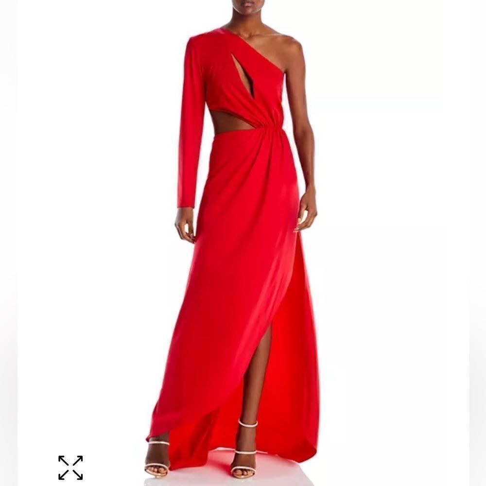Yaura Salewa Red Dress One-Shoulder Maxi Gownin Viscose — image 3 of 8